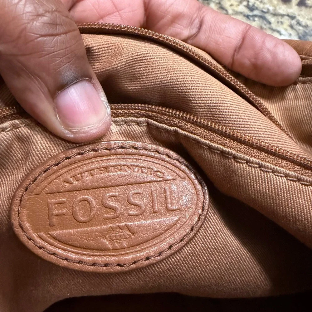 Fossil Karli Hobo Brown Leather Crossbody Bag Convertible Satchel Handbag